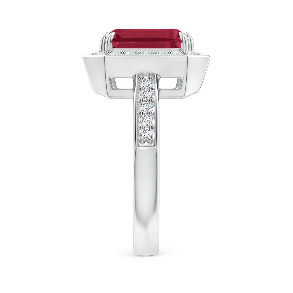 10x8mm A Emerald-Cut Ruby Engagement Ring with Diamond Halo in P950 Platinum side 299