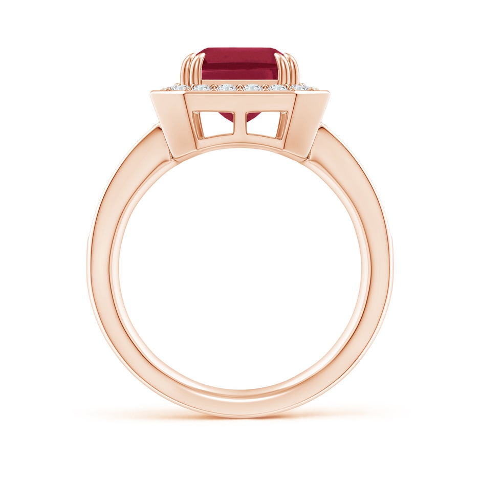 10x8mm A Emerald-Cut Ruby Engagement Ring with Diamond Halo in Rose Gold side 199