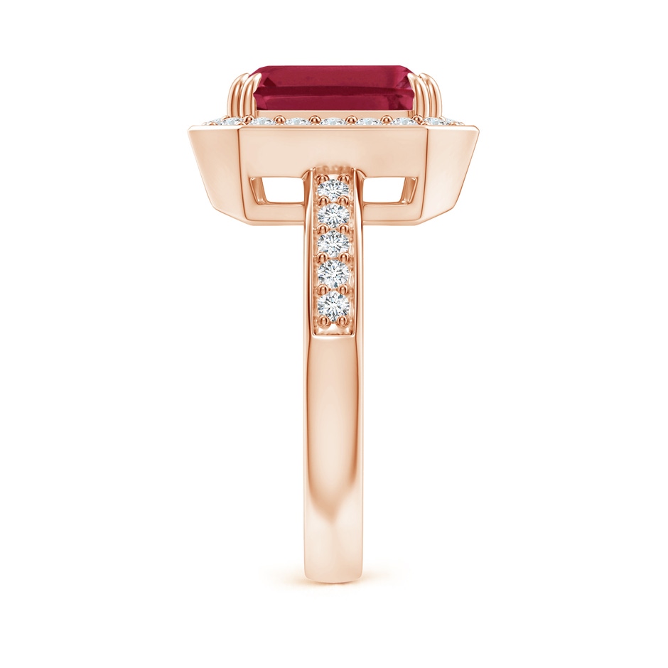 10x8mm A Emerald-Cut Ruby Engagement Ring with Diamond Halo in Rose Gold side 299