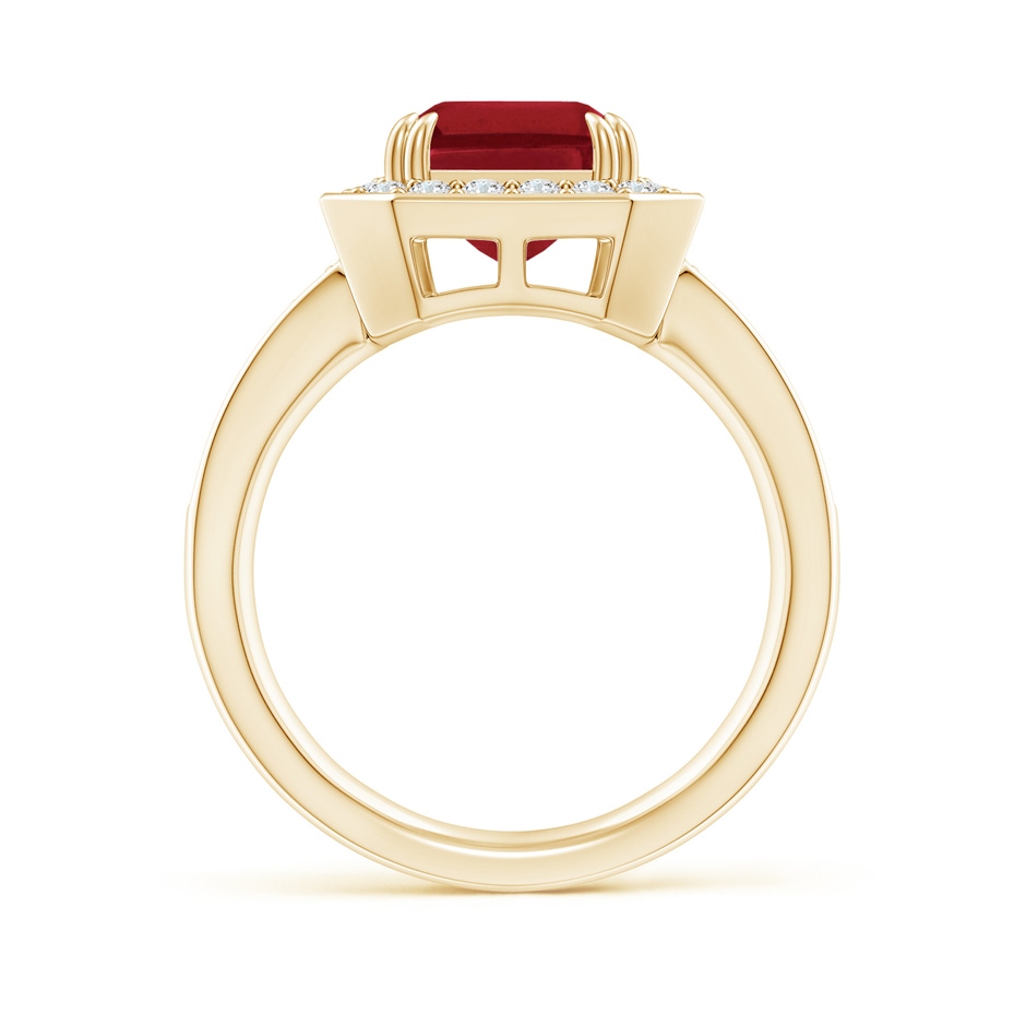 10x8mm AA Emerald-Cut Ruby Engagement Ring with Diamond Halo in 18K Yellow Gold side 199