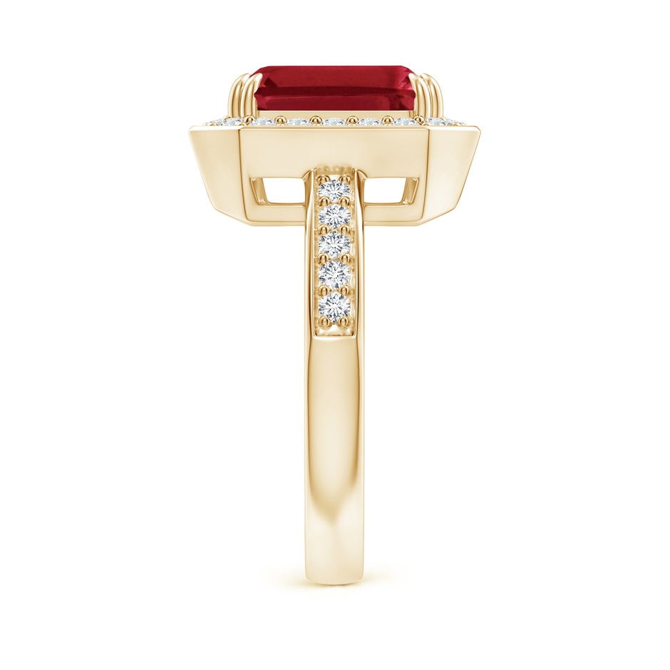 10x8mm AA Emerald-Cut Ruby Engagement Ring with Diamond Halo in 18K Yellow Gold side 299