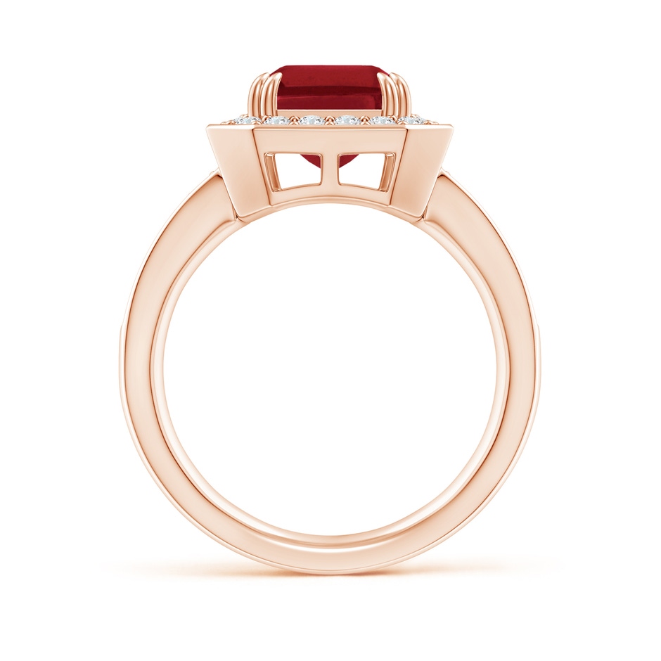 10x8mm AA Emerald-Cut Ruby Engagement Ring with Diamond Halo in Rose Gold side 199