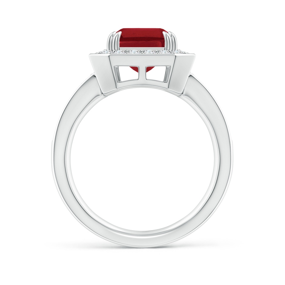 10x8mm AA Emerald-Cut Ruby Engagement Ring with Diamond Halo in White Gold side 199