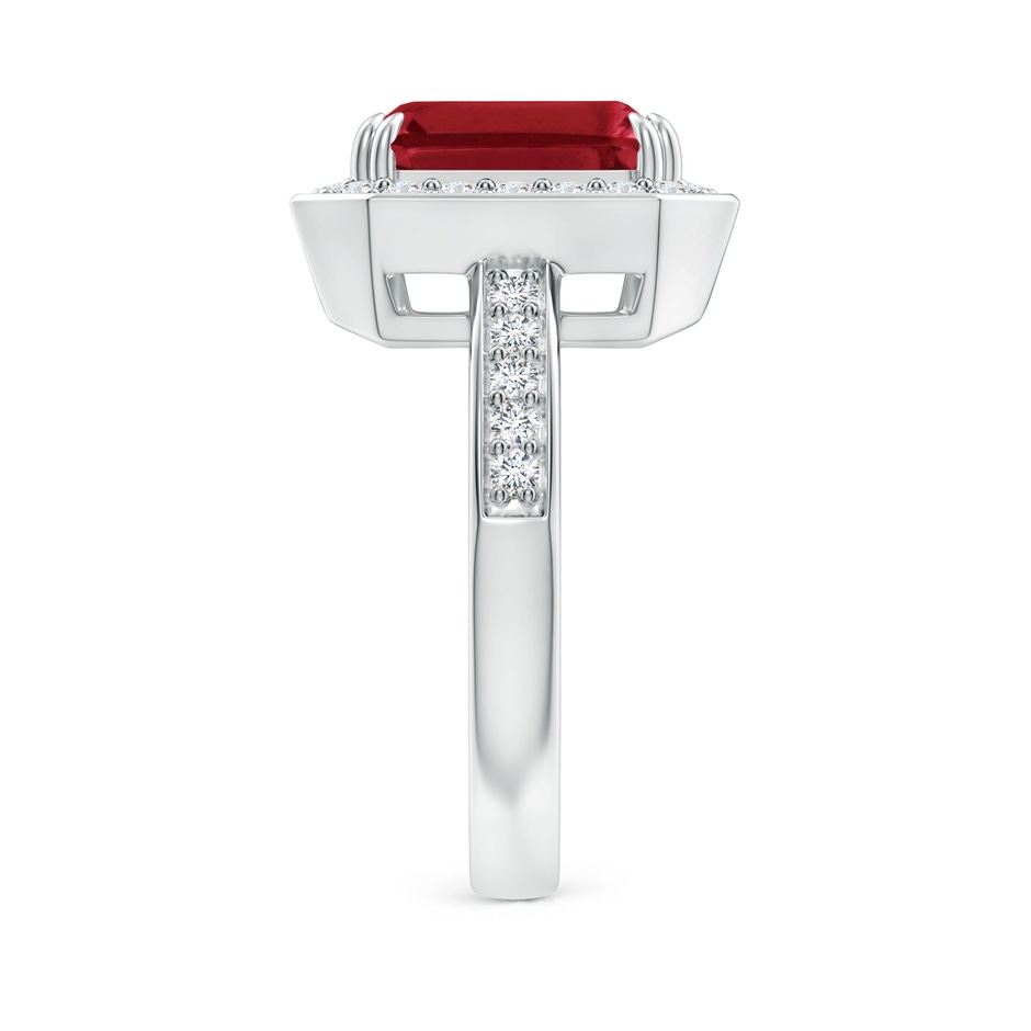 10x8mm AA Emerald-Cut Ruby Engagement Ring with Diamond Halo in White Gold side 299
