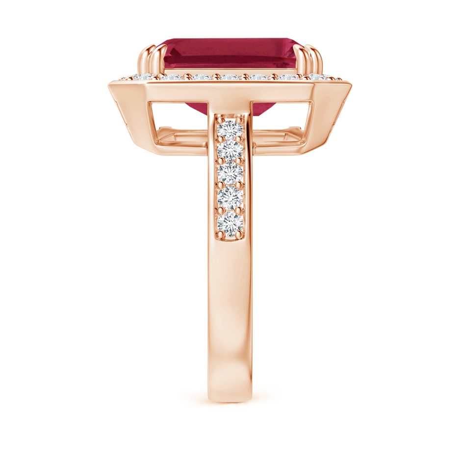 12x10mm A Emerald-Cut Ruby Engagement Ring with Diamond Halo in Rose Gold side 299