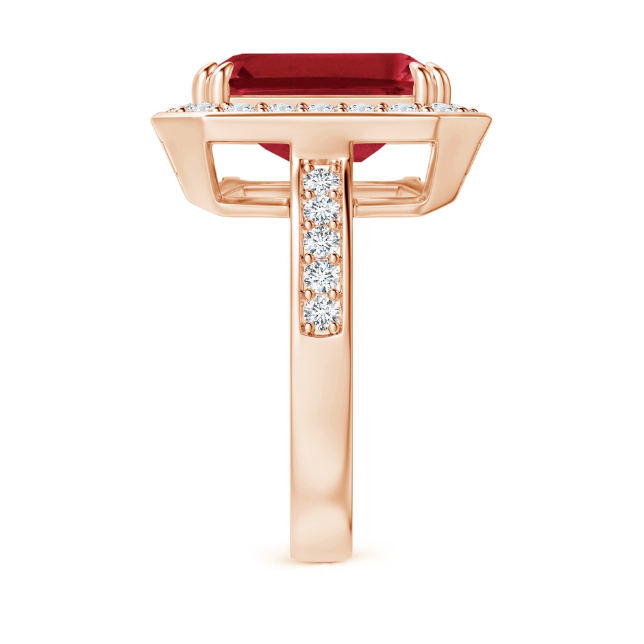12x10mm AA Emerald-Cut Ruby Engagement Ring with Diamond Halo in 18K Rose Gold side 299
