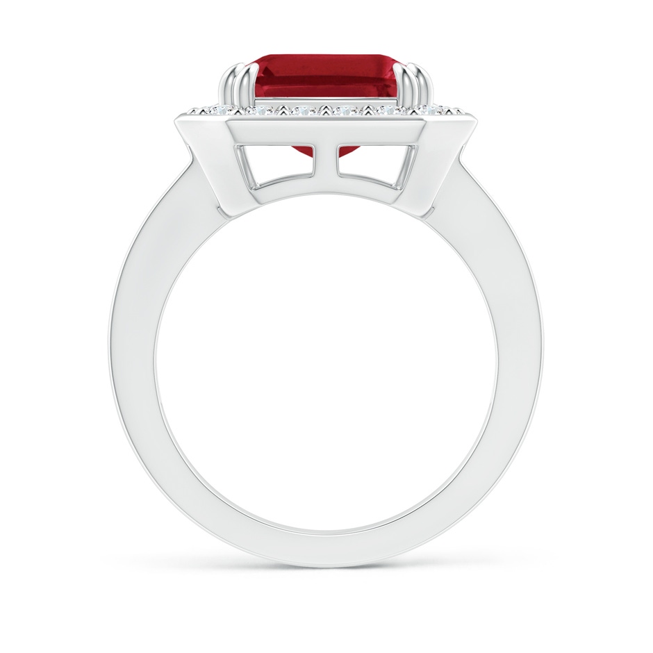 12x10mm AA Emerald-Cut Ruby Engagement Ring with Diamond Halo in P950 Platinum side 199