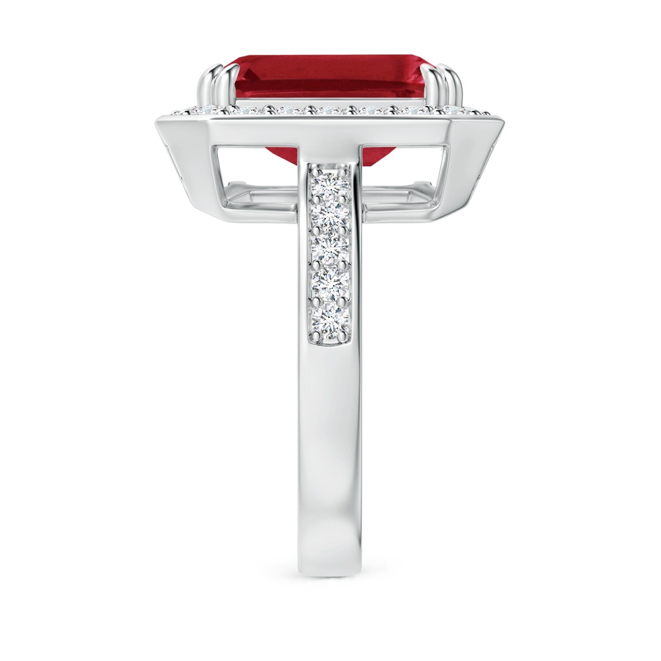 12x10mm AA Emerald-Cut Ruby Engagement Ring with Diamond Halo in P950 Platinum side 299