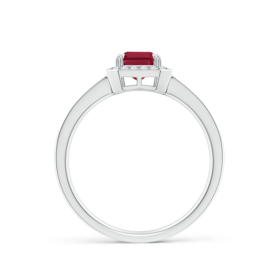 7x5mm A Emerald-Cut Ruby Engagement Ring with Diamond Halo in White Gold side 199