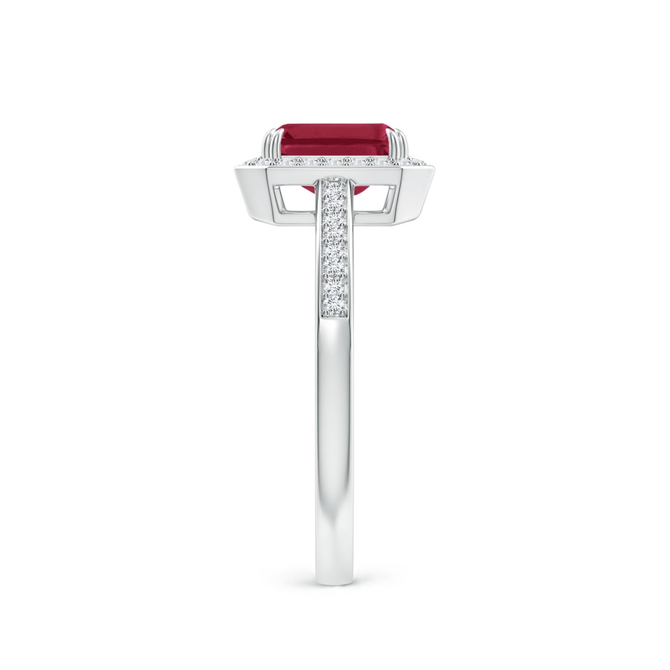 7x5mm A Emerald-Cut Ruby Engagement Ring with Diamond Halo in White Gold side 299