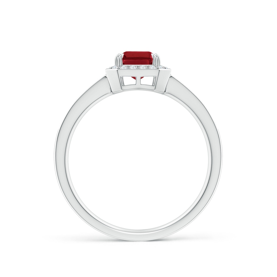 7x5mm AA Emerald-Cut Ruby Engagement Ring with Diamond Halo in P950 Platinum side 199