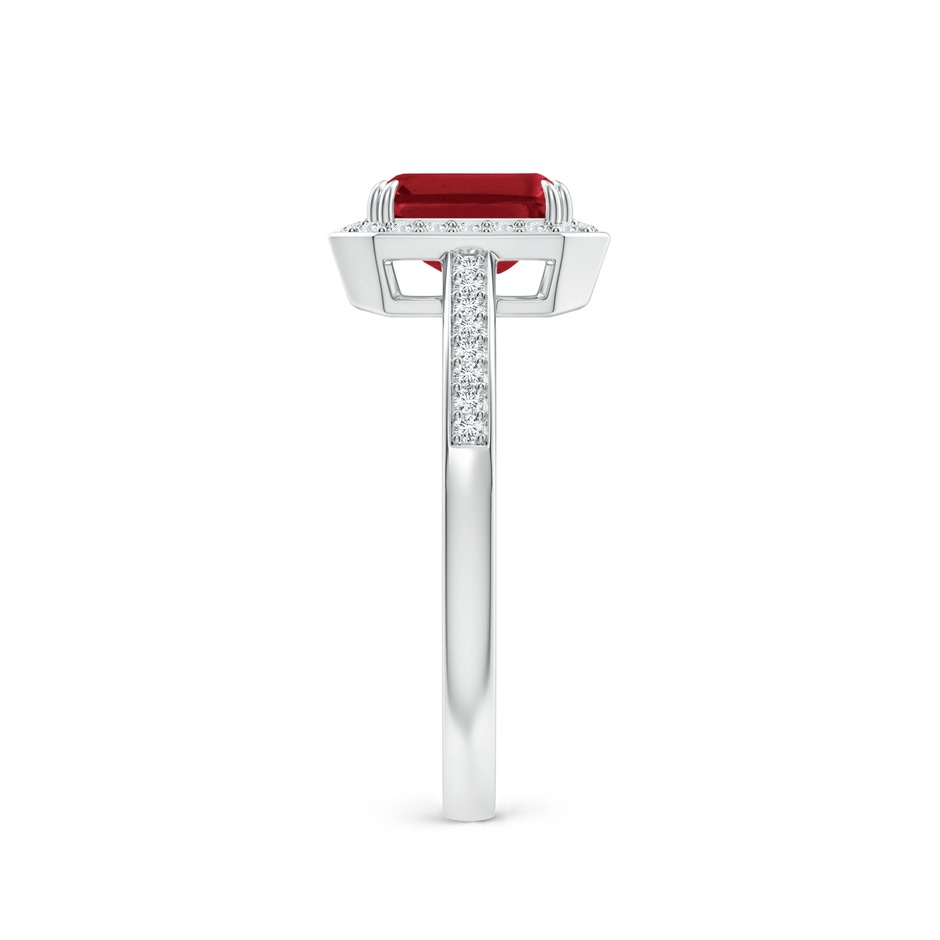 7x5mm AA Emerald-Cut Ruby Engagement Ring with Diamond Halo in P950 Platinum side 299