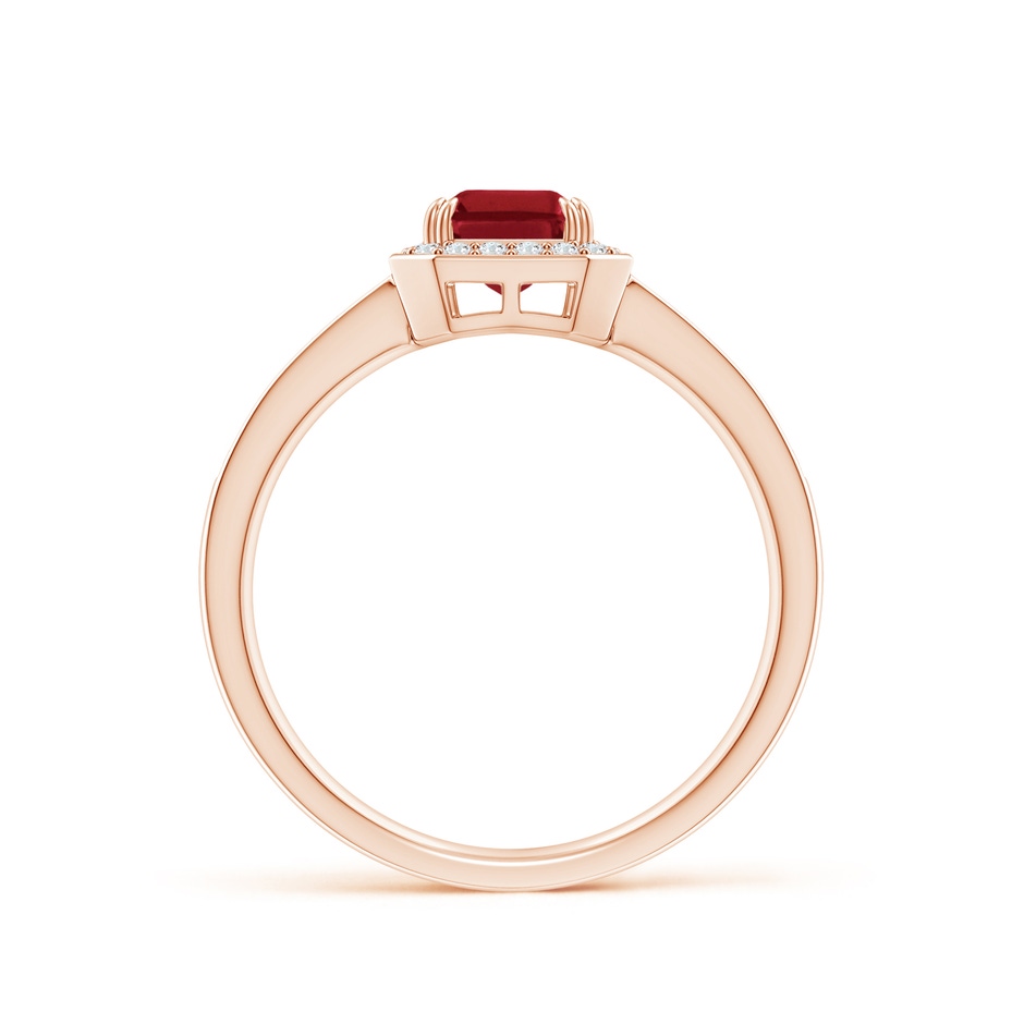 7x5mm AA Emerald-Cut Ruby Engagement Ring with Diamond Halo in Rose Gold side 199