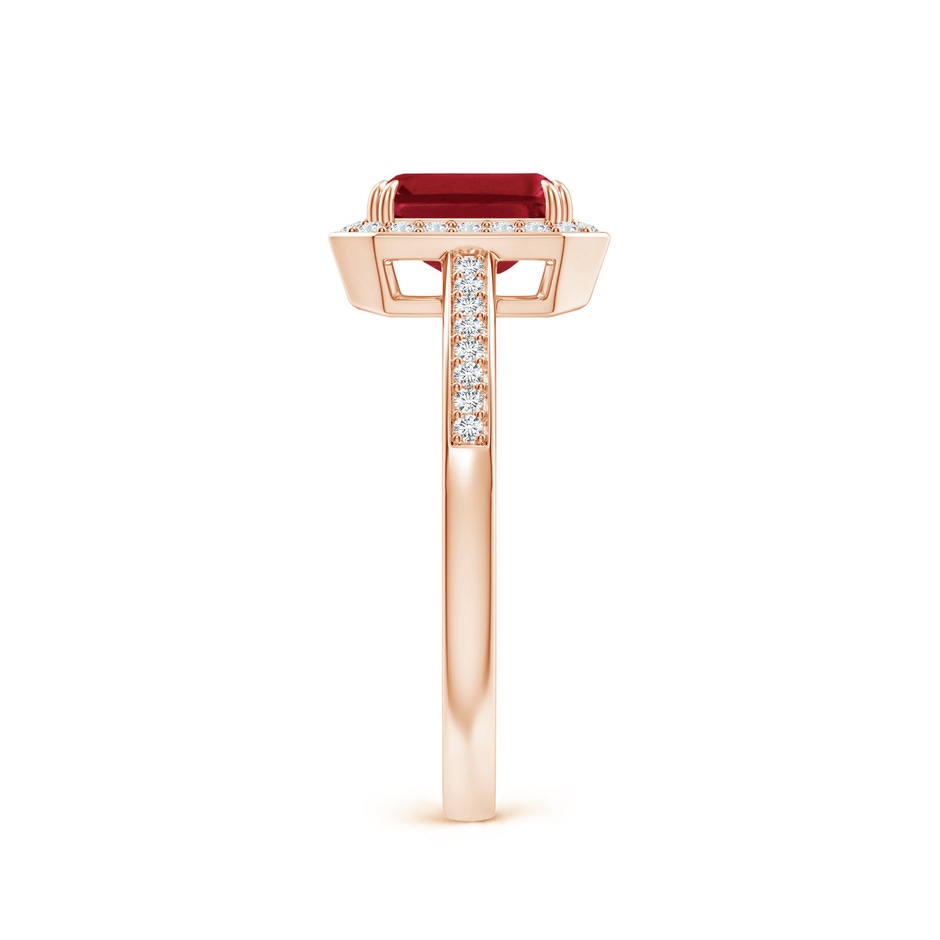 7x5mm AA Emerald-Cut Ruby Engagement Ring with Diamond Halo in Rose Gold side 299