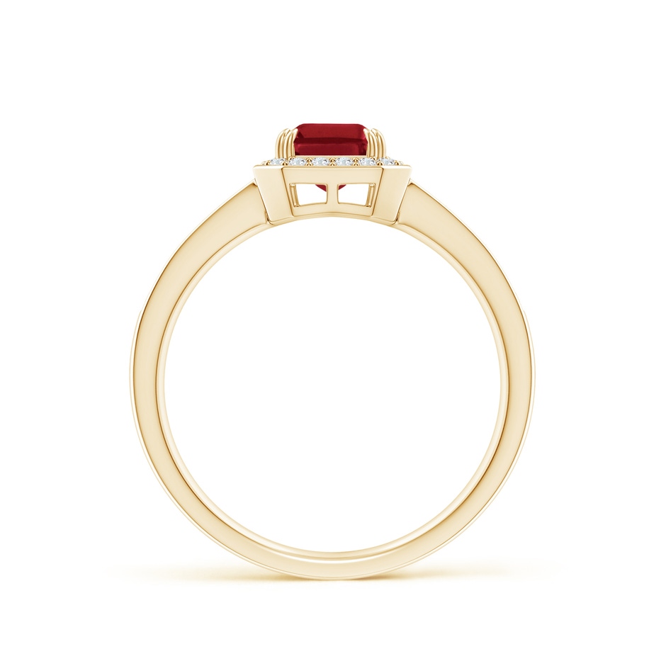 7x5mm AA Emerald-Cut Ruby Engagement Ring with Diamond Halo in Yellow Gold side 199