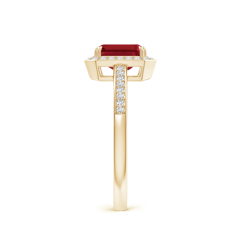 7x5mm AA Emerald-Cut Ruby Engagement Ring with Diamond Halo in Yellow Gold side 299