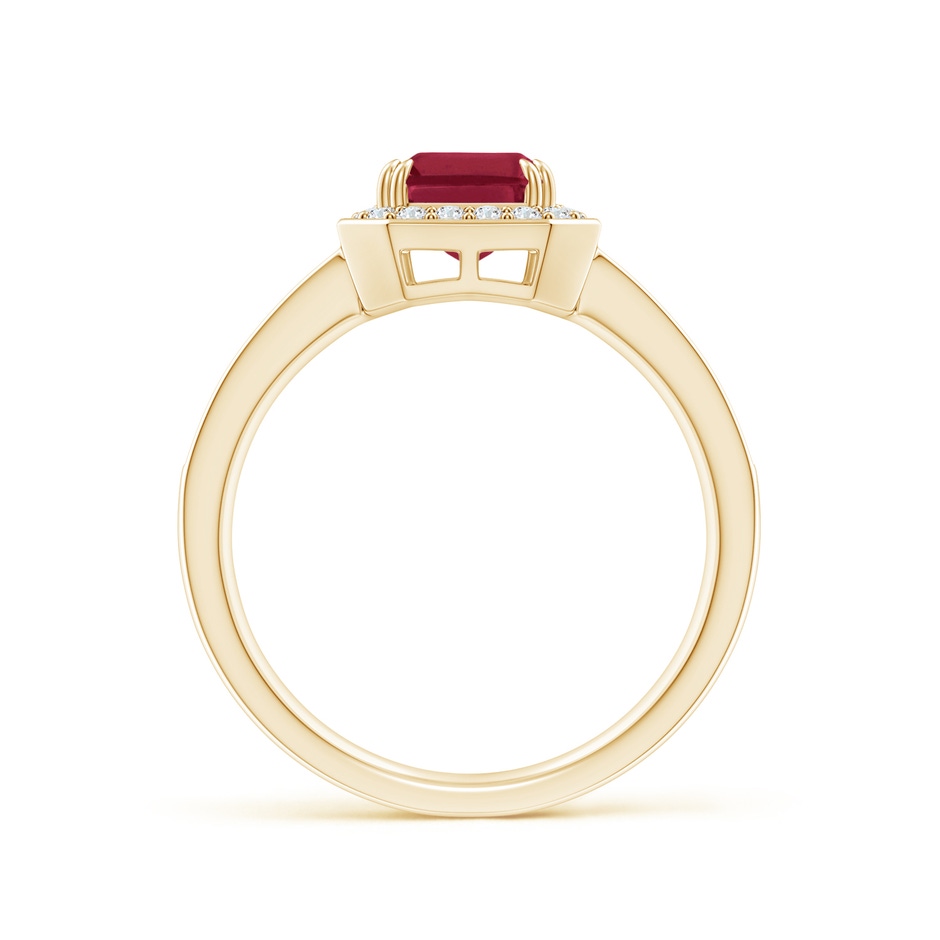 8x6mm A Emerald-Cut Ruby Engagement Ring with Diamond Halo in Yellow Gold side 199