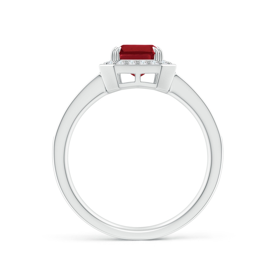 8x6mm AA Emerald-Cut Ruby Engagement Ring with Diamond Halo in P950 Platinum side 199