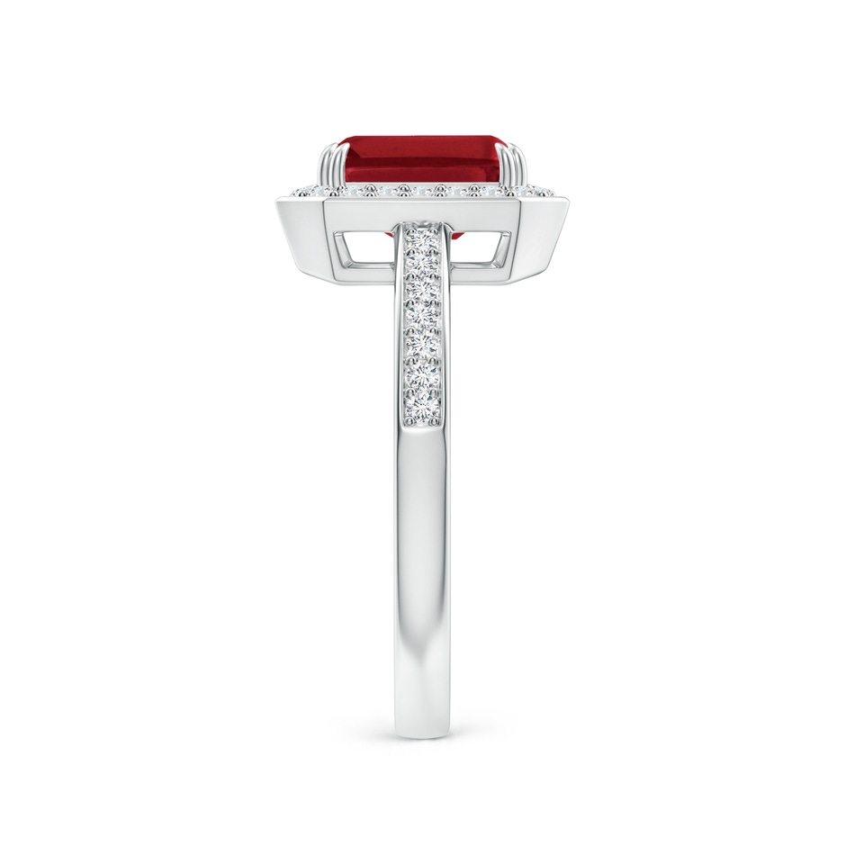 8x6mm AA Emerald-Cut Ruby Engagement Ring with Diamond Halo in P950 Platinum side 299