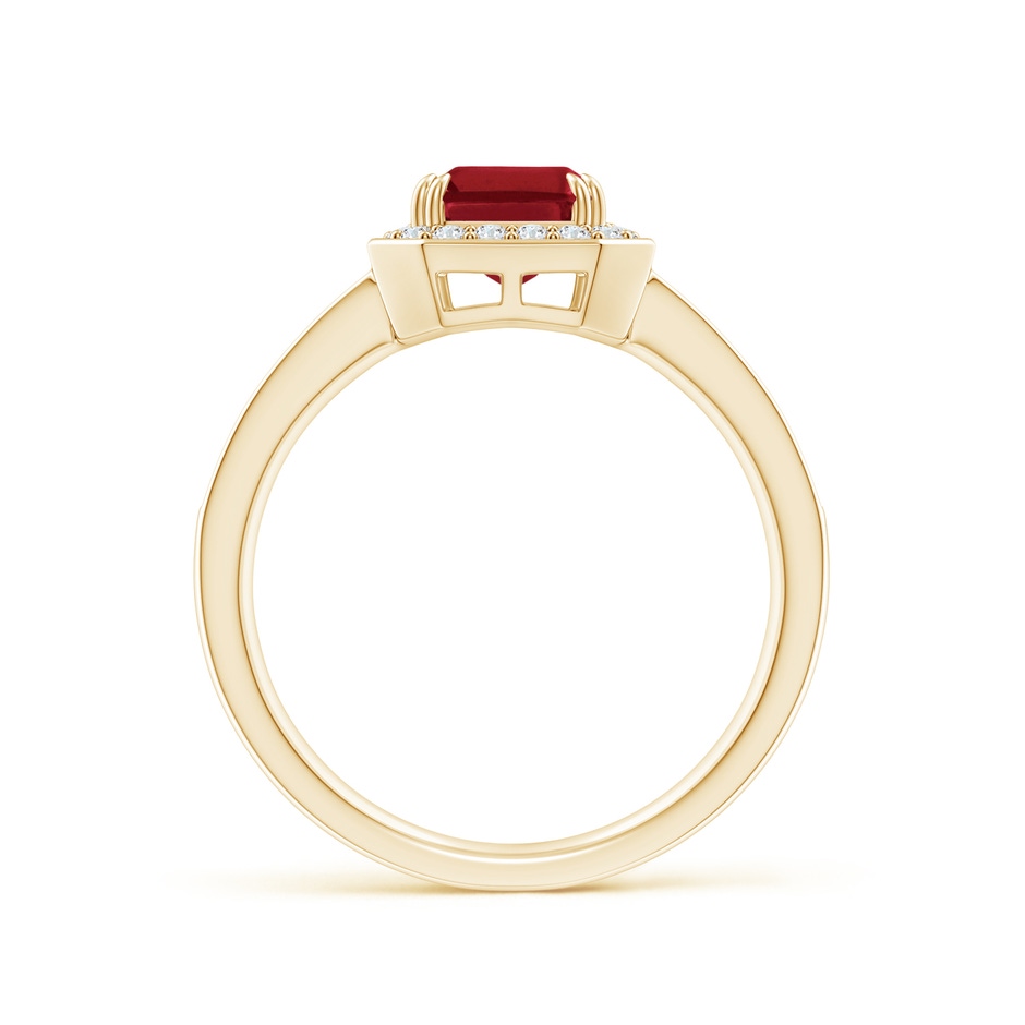 8x6mm AA Emerald-Cut Ruby Engagement Ring with Diamond Halo in Yellow Gold side 199