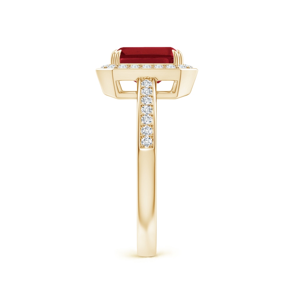 8x6mm AA Emerald-Cut Ruby Engagement Ring with Diamond Halo in Yellow Gold side 299