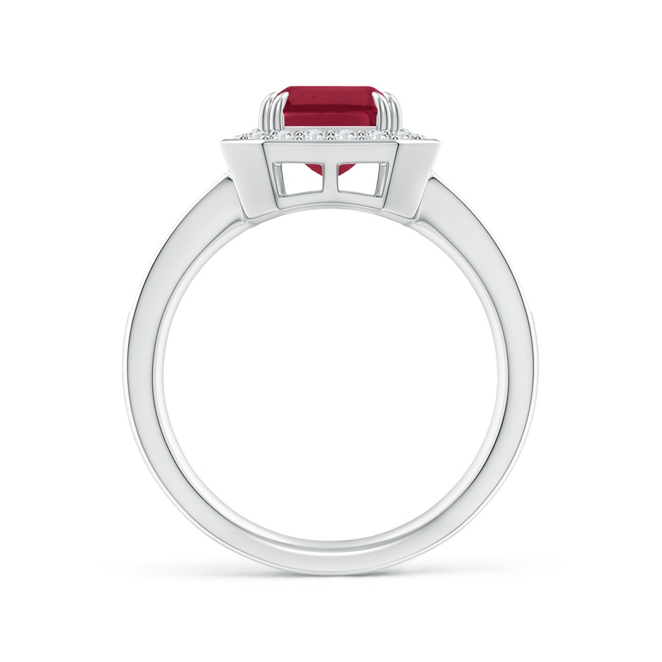 9x7mm A Emerald-Cut Ruby Engagement Ring with Diamond Halo in White Gold side 199