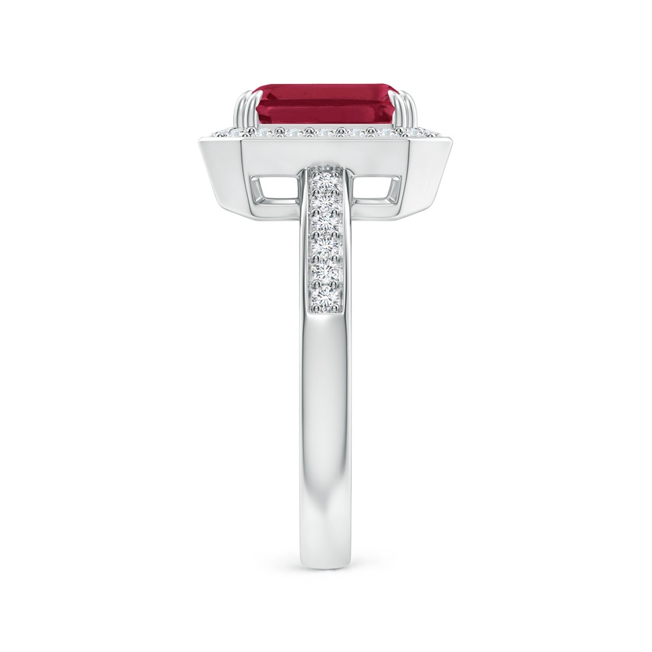 9x7mm A Emerald-Cut Ruby Engagement Ring with Diamond Halo in White Gold side 299