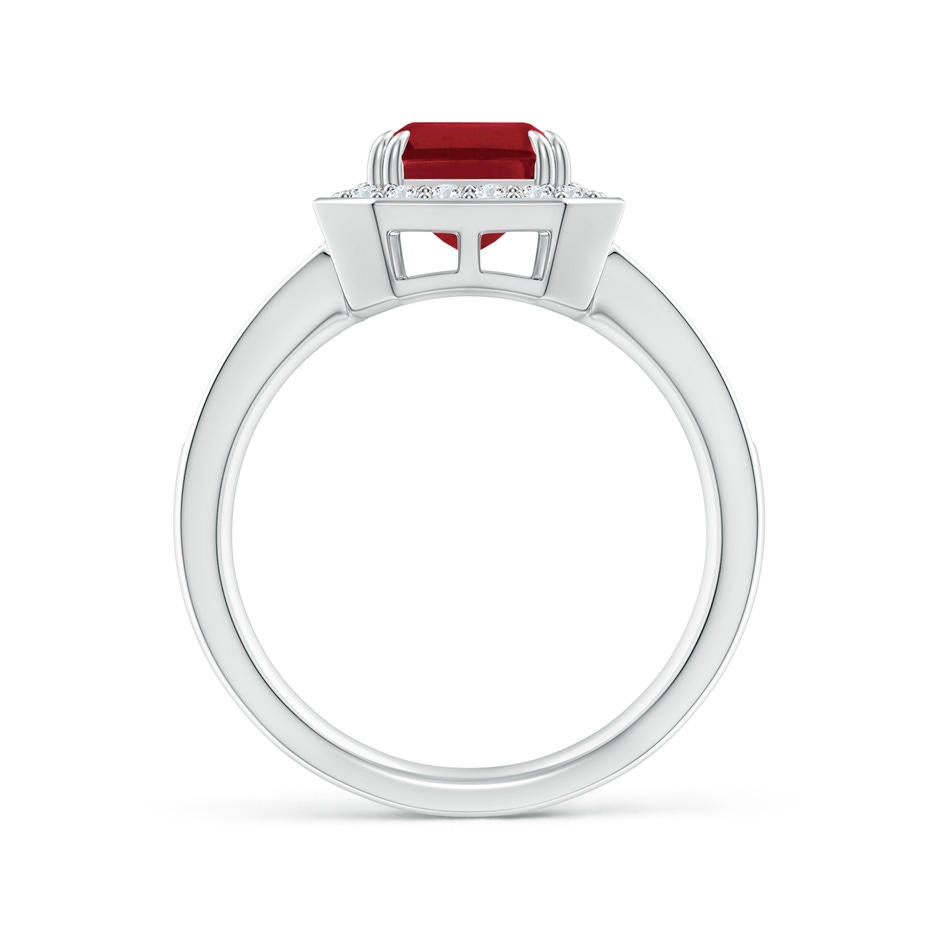 9x7mm AA Emerald-Cut Ruby Engagement Ring with Diamond Halo in White Gold side 199