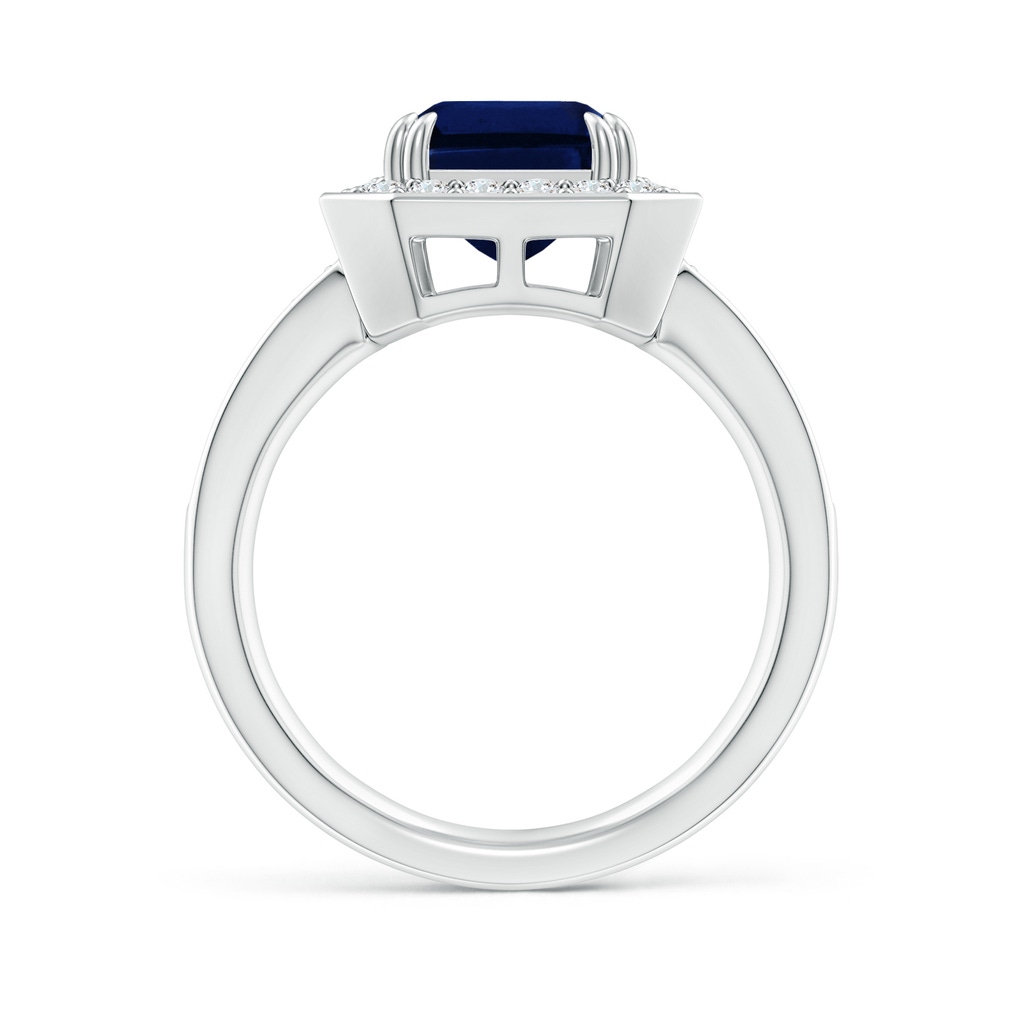10x8mm AAA Emerald-Cut Blue Sapphire Engagement Ring with Diamond Halo in P950 Platinum Side 199