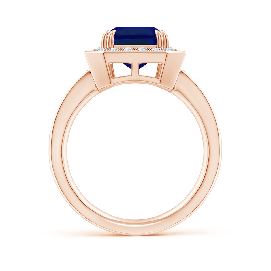 10x8mm Lab-Grown Emerald-Cut Blue Sapphire Engagement Ring with Diamond Halo in Rose Gold side 199