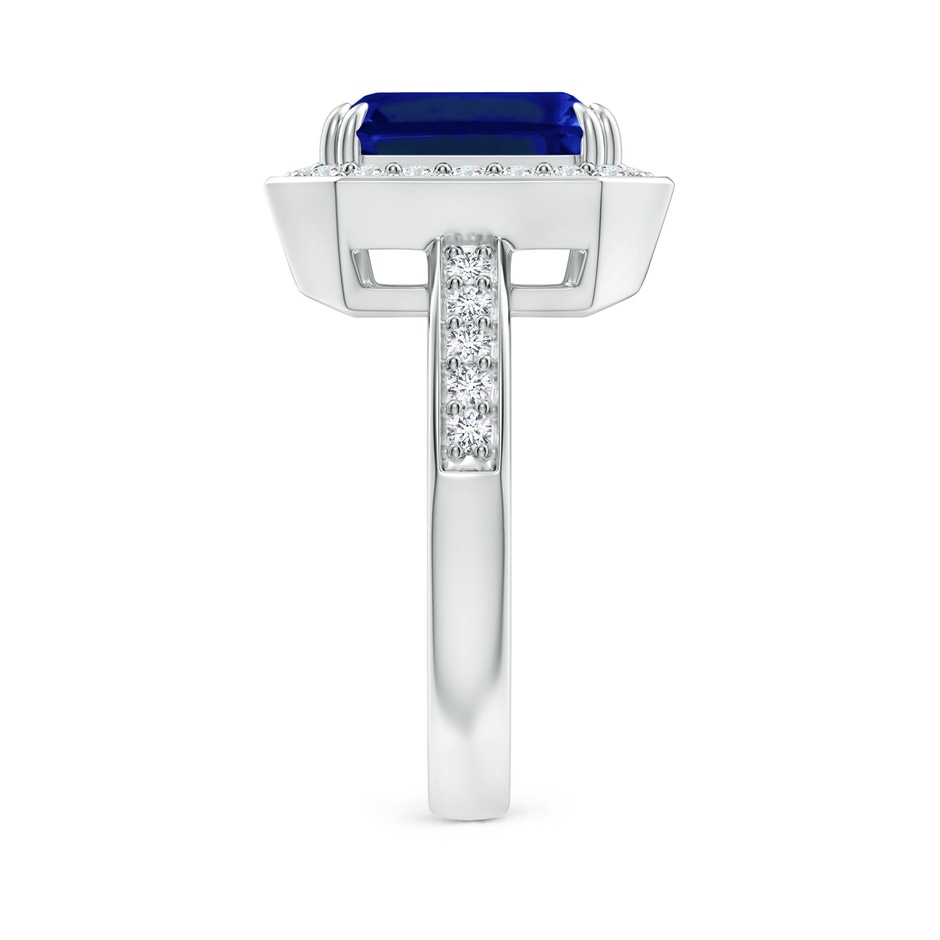 10x8mm Lab-Grown Emerald-Cut Blue Sapphire Engagement Ring with Diamond Halo in White Gold side 299