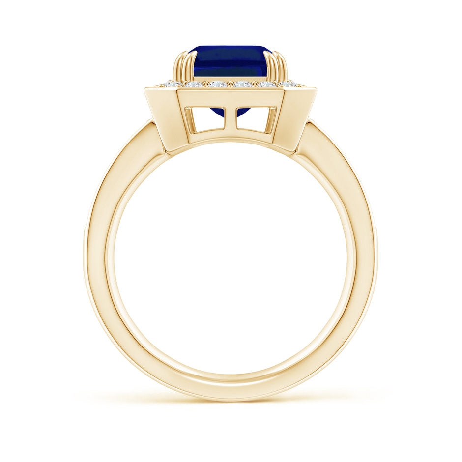 10x8mm Lab-Grown Emerald-Cut Blue Sapphire Engagement Ring with Diamond Halo in Yellow Gold side 199