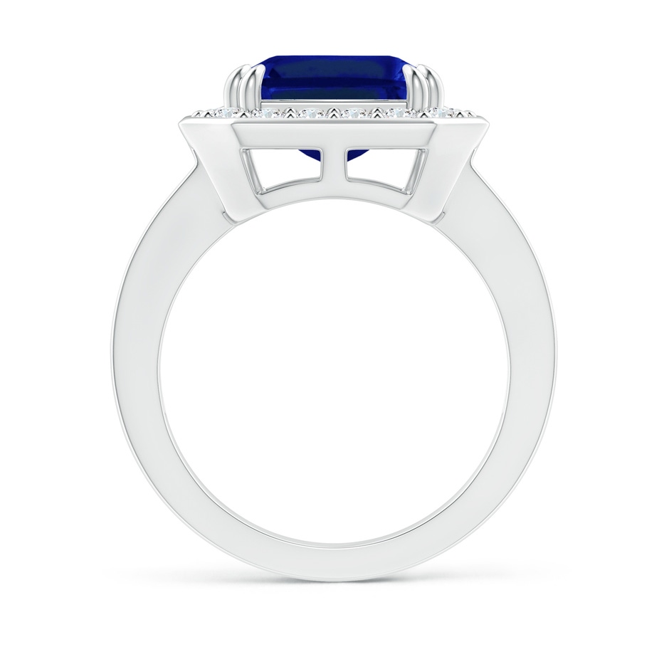 12x10mm Lab-Grown Emerald-Cut Blue Sapphire Engagement Ring with Diamond Halo in P950 Platinum side 199