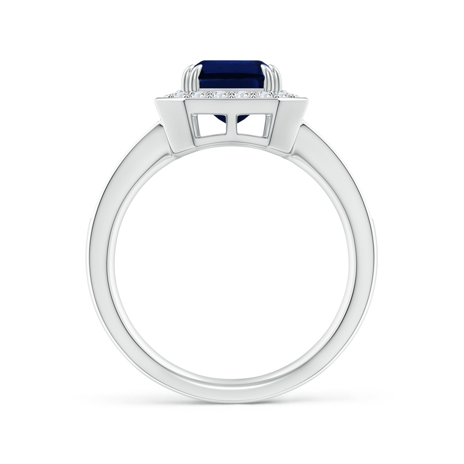 9x7mm AAA Emerald-Cut Blue Sapphire Engagement Ring with Diamond Halo in White Gold side 199