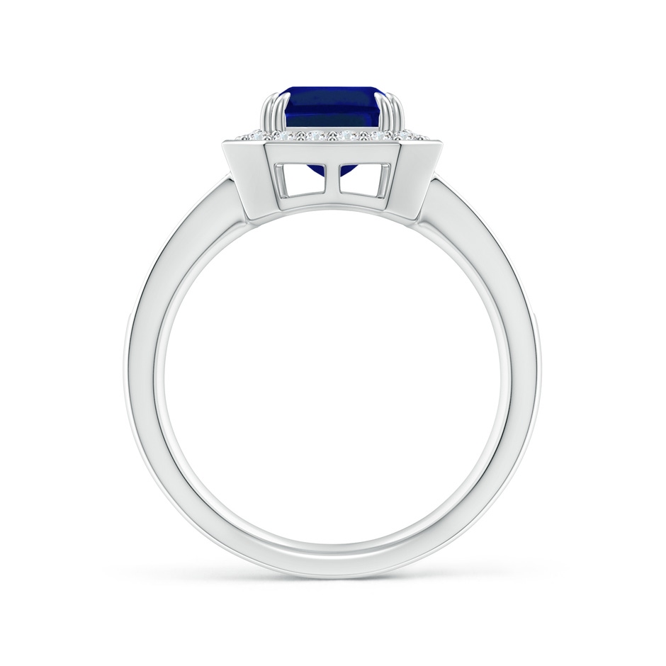 9x7mm Lab-Grown Emerald-Cut Blue Sapphire Engagement Ring with Diamond Halo in White Gold side 199