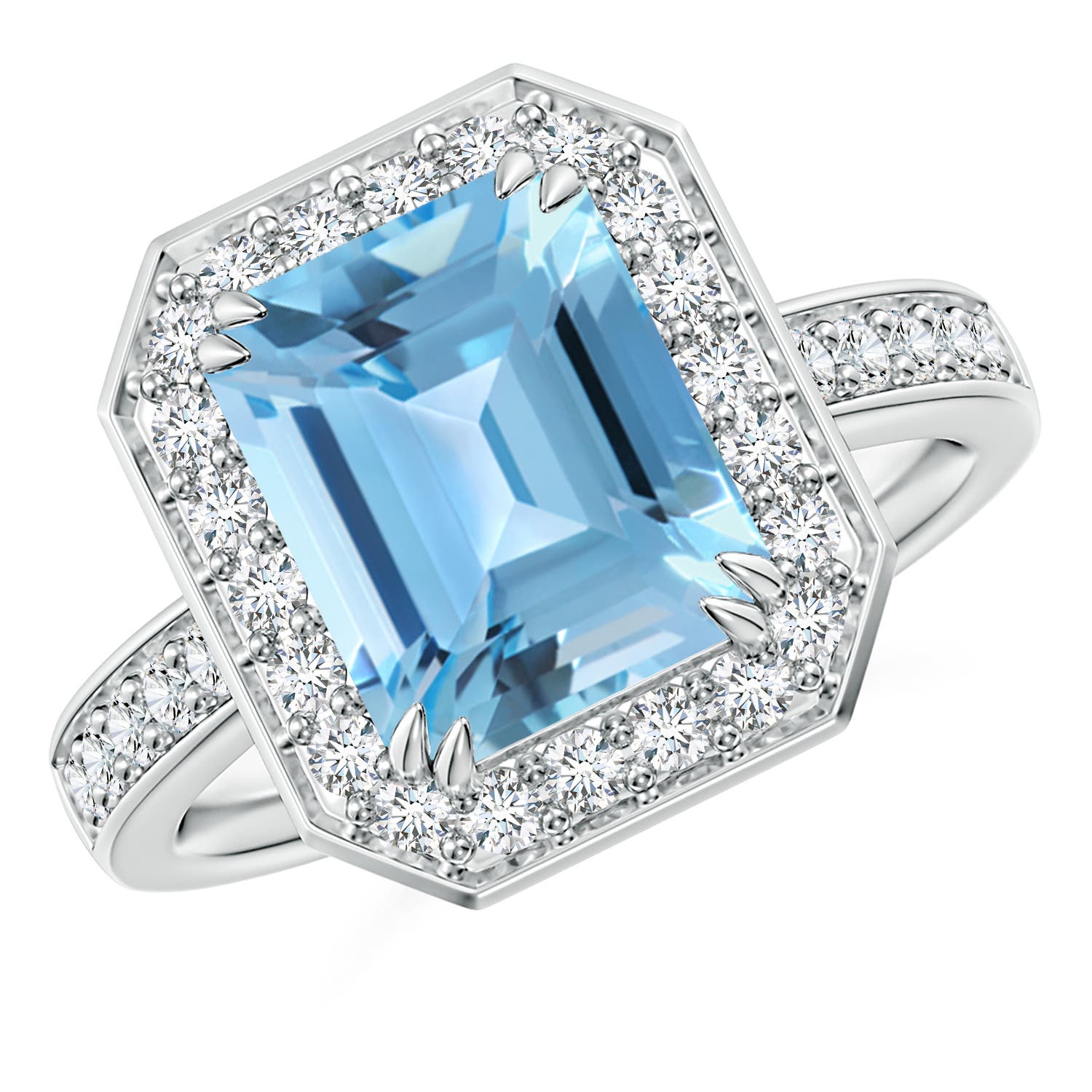 A - Swiss Blue Topaz / 4.45 CT / 14 KT White Gold