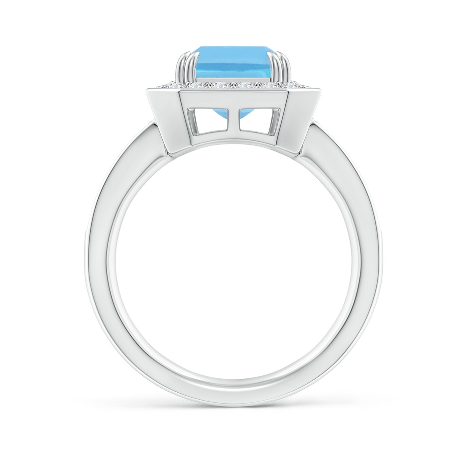 10x8mm A Emerald-Cut Swiss Blue Topaz Engagement Ring with Diamonds in White Gold side 1