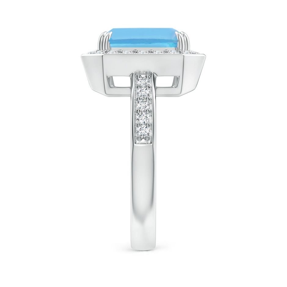10x8mm A Emerald-Cut Swiss Blue Topaz Engagement Ring with Diamonds in White Gold side 2