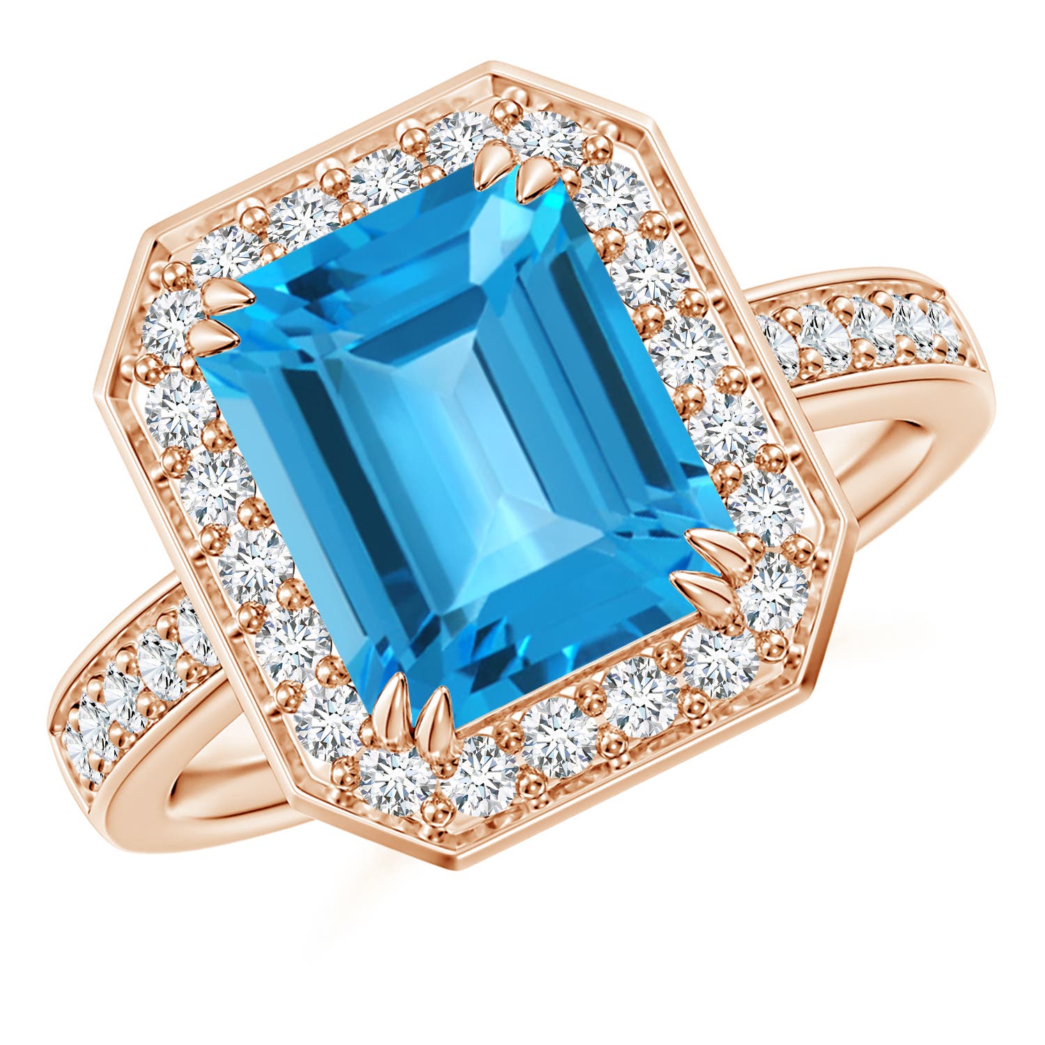 AAA - Swiss Blue Topaz / 4.45 CT / 14 KT Rose Gold