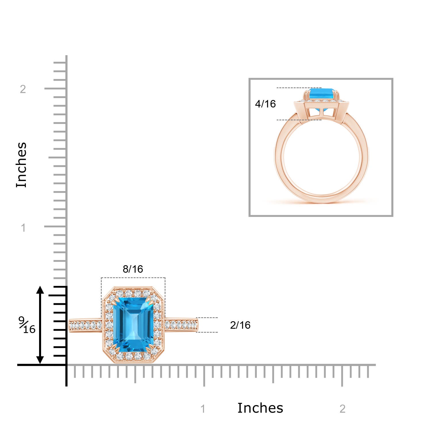 AAA - Swiss Blue Topaz / 4.45 CT / 14 KT Rose Gold