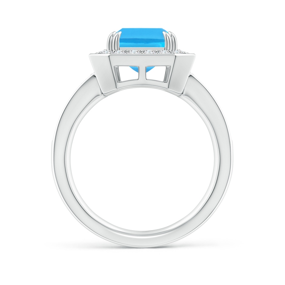 10x8mm AAA Emerald-Cut Swiss Blue Topaz Engagement Ring with Diamonds in White Gold side 1