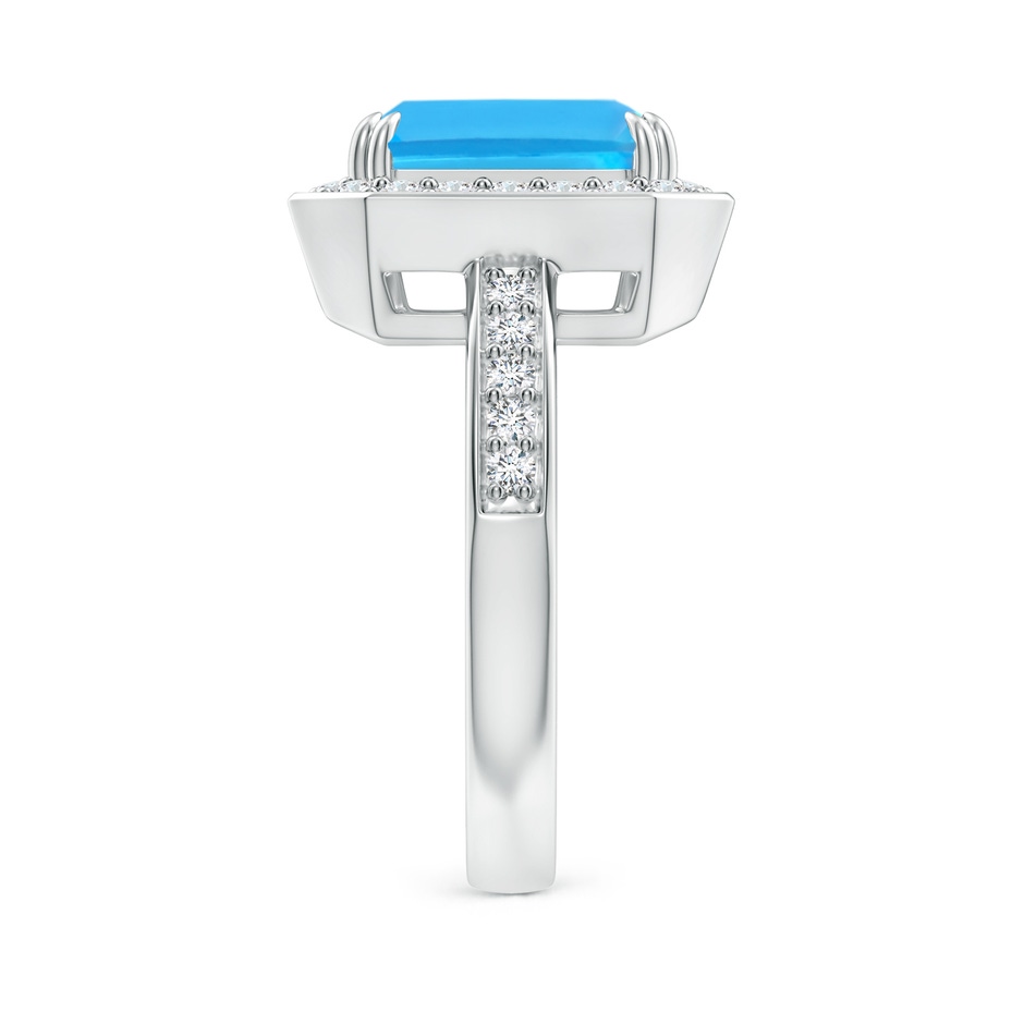 10x8mm AAA Emerald-Cut Swiss Blue Topaz Engagement Ring with Diamonds in White Gold side 2