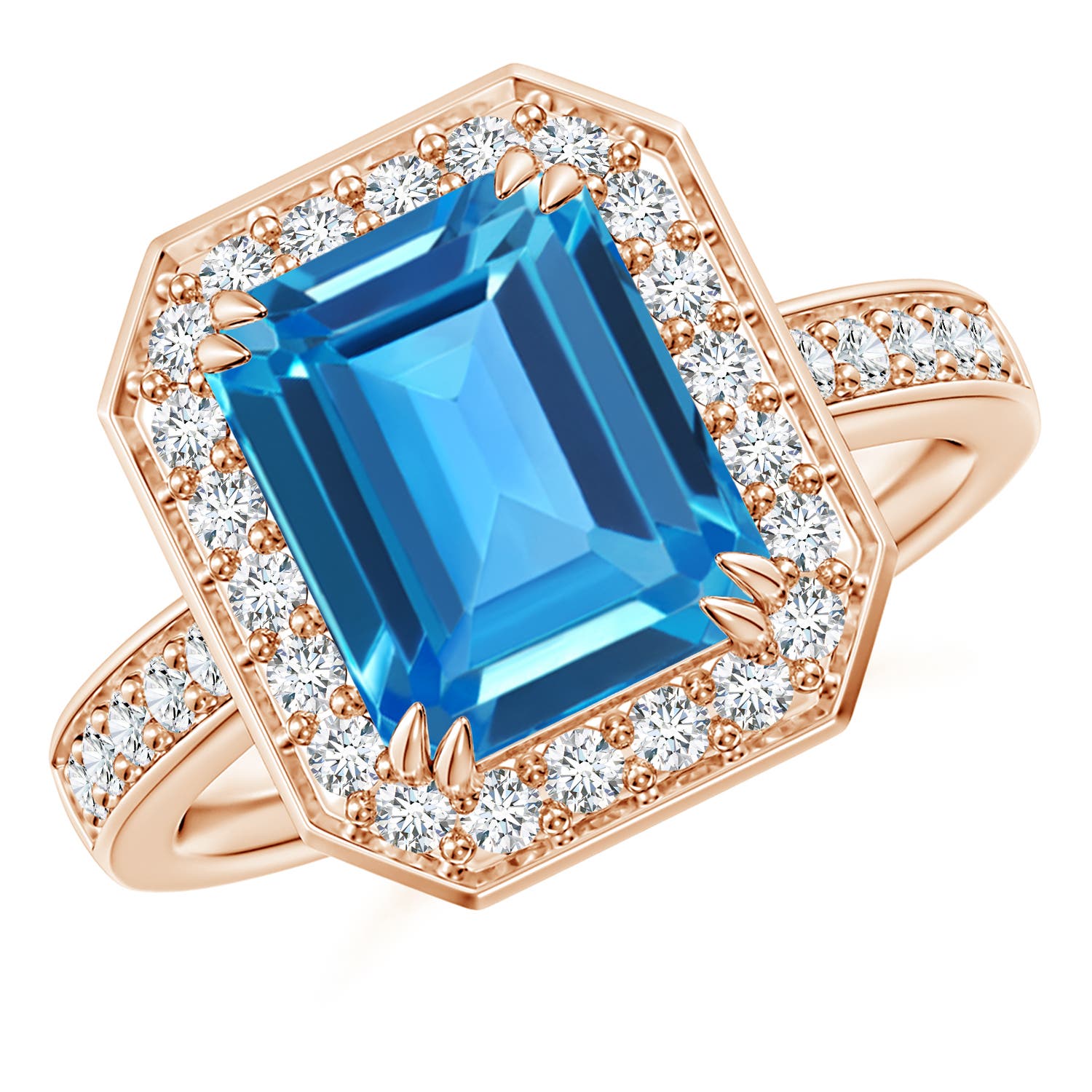 AAAA - Swiss Blue Topaz / 4.45 CT / 14 KT Rose Gold