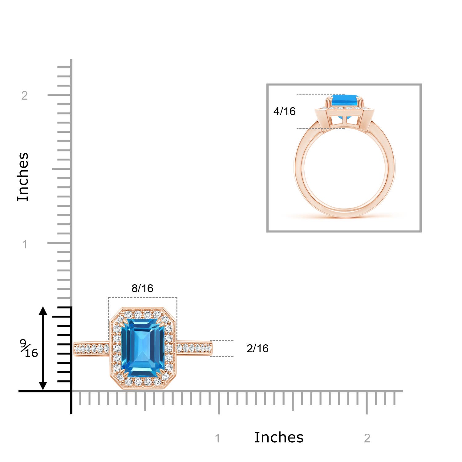 AAAA - Swiss Blue Topaz / 4.45 CT / 14 KT Rose Gold