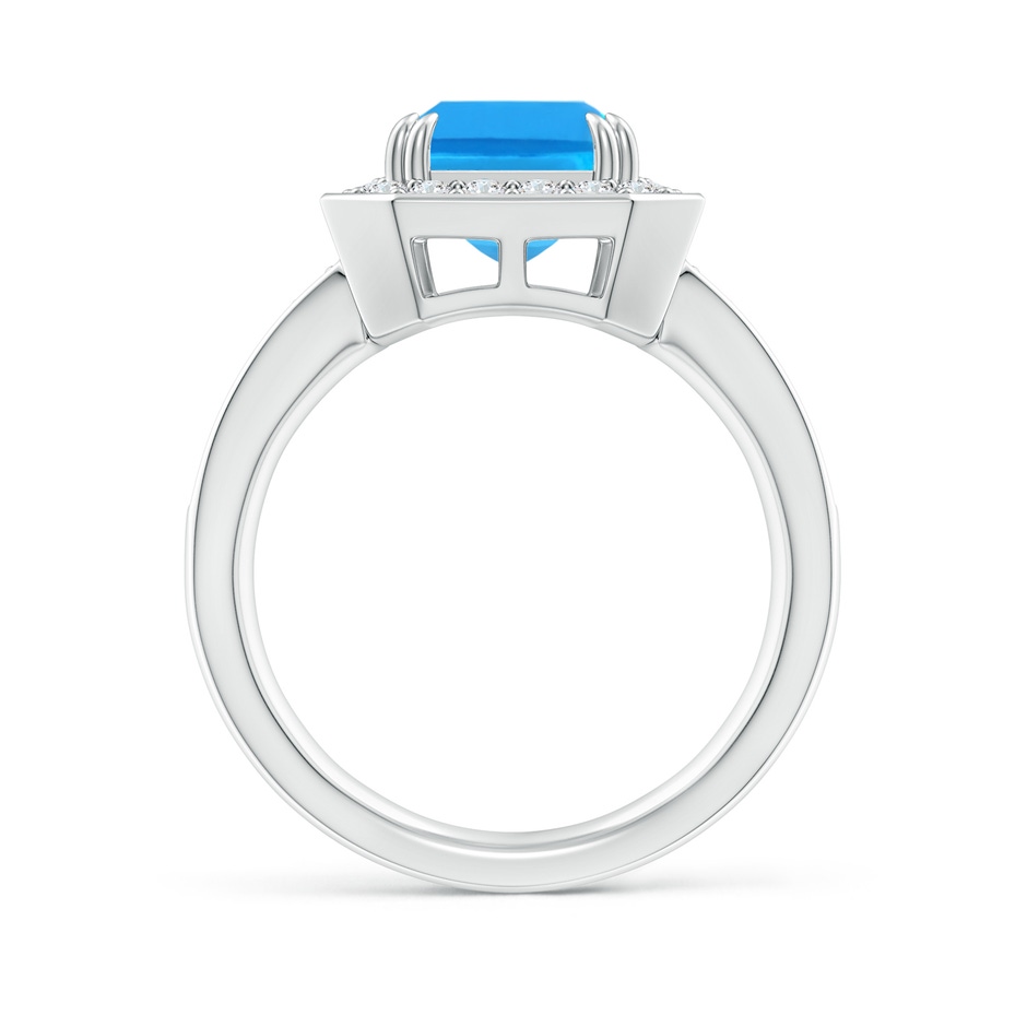 10x8mm AAAA Emerald-Cut Swiss Blue Topaz Engagement Ring with Diamonds in White Gold side 1