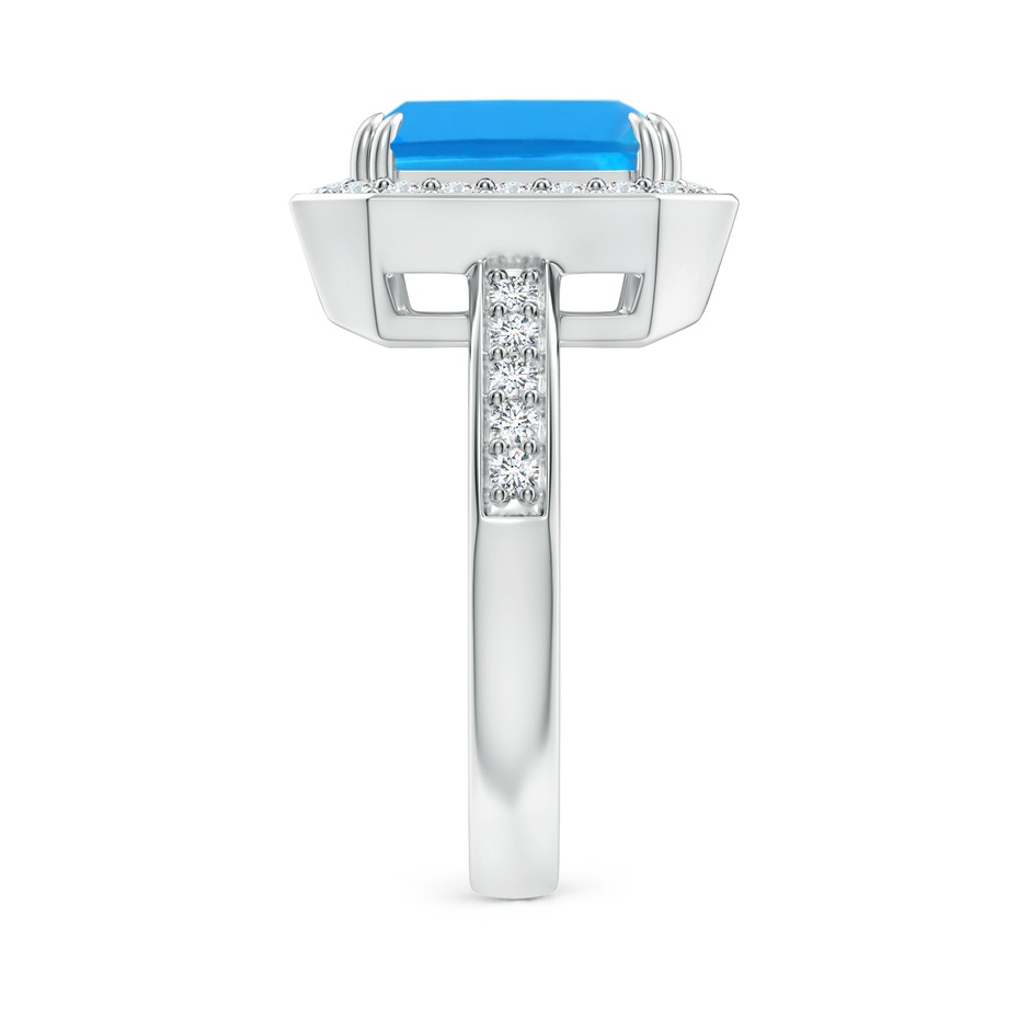 10x8mm AAAA Emerald-Cut Swiss Blue Topaz Engagement Ring with Diamonds in White Gold side 2