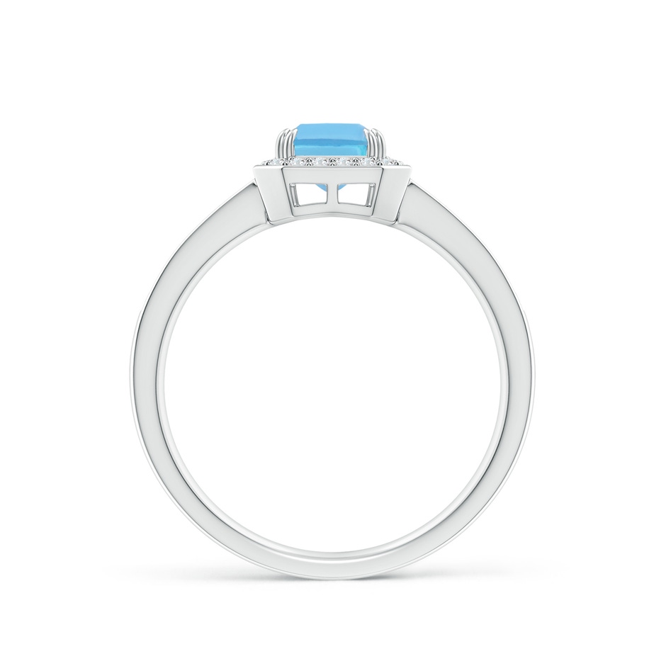 7x5mm A Emerald-Cut Swiss Blue Topaz Engagement Ring with Diamonds in 10K White Gold side 1