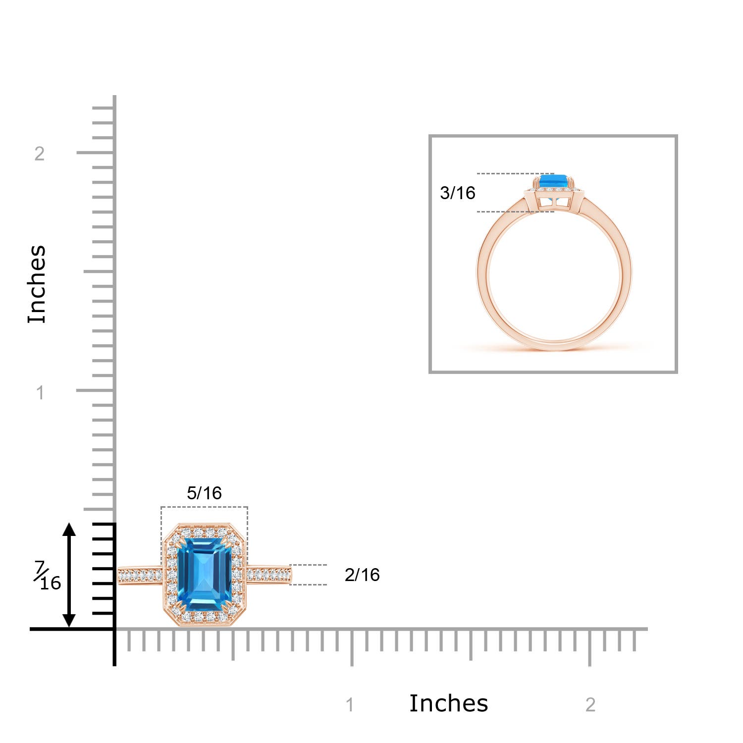 AAAA - Swiss Blue Topaz / 1.39 CT / 14 KT Rose Gold