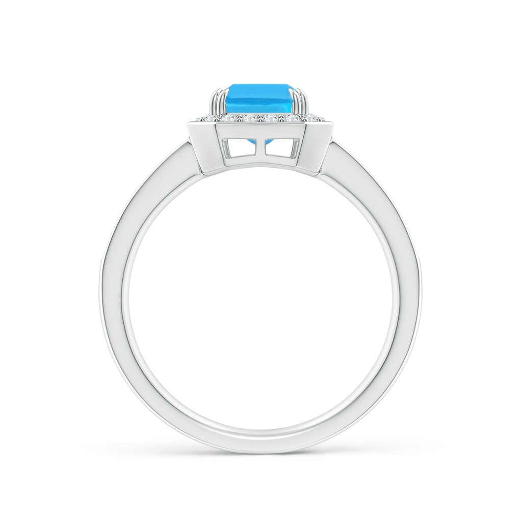 8x6mm AAA Emerald-Cut Swiss Blue Topaz Engagement Ring with Diamonds in White Gold Side 1