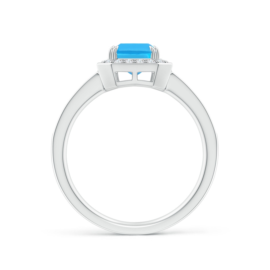 8x6mm AAA Emerald-Cut Swiss Blue Topaz Engagement Ring with Diamonds in White Gold side 1